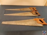 (1) Vintage G.H. Bishop Hand Saw, (1) Vintage G.H. Bishop Handmade Greyhound Hand Saw, (1) Vintage