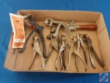 (1) flat assorted antique hand tools.