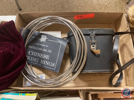 (1) Flat ; Golden Gate Binoculars in case, Chinese Linking rings in velvet bag.