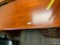 Executive Desk by National Corporation Cherry Veneer 6 drawers, 2 flat surfaces, locking drawer with