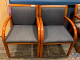 {{2X$BID}} 2 waiting room chairs bow tie design bent wood arms. 21