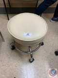 Exam Stool on Castors Manufactured by JB Call and Company 16.5 H x 14.5 W Circular Stool.