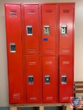 Set of 7 sets of lockers, starting with number 220.