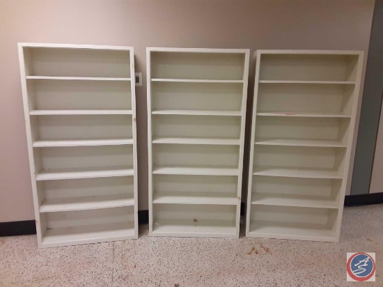 (3) White Wood Bookcases 6-Shelf 36" x 12" x 72"...