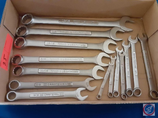 (1) Flat assorted Craftsman SAE combination wrenches.