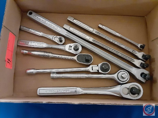 (1) Flat assorted Breaker bars, And Ratchets, Craftsman and others unknown .