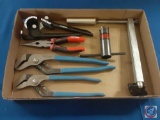 (1) Flat assorted items; Channel lock Tongue & Grove Pliers, Craftsman Long nose Pliers, Superior