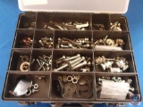 (1) Plastic divided case containing assorted items; assorted nuts, bolts.