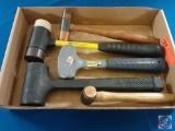 (1) Flat assorted hammers; Fret Hammer, Dead Blow mallet, Drilling Hammer, Dead Blow hammer.