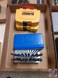 (1) Flat with Drill Bits (Unknown Mfg.), Gauging Drill Sets, Dewalt Pilot Point Drill Bit Set,