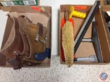 (2) Flats with Carpenters Tool Belt, Hack Saw (no blade), Chisels, Tool Rest, Brush