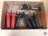 (1) Flat assorted items; Makita...side handle, (2) Replacement side handles for Sander/Grinder and