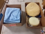 (2) Boxes with Buffing Pads, Towels and Rags