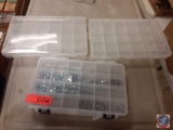 (3) Plastic Organizers ( 2-Empty / 1-with assorted items)