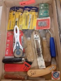 Drill bits, picture frame, push Point Pins ,QEP tile corner saw, the proper word for carpet knife