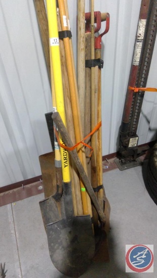 Approx. (10) pieces, assorted shovels, axes, pack of 5 handles