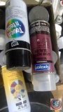 (Local Pick-Up No Shipping) Box of assorted spray paint, exposy, clear laquer electrical spray, 10