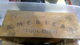 Vintage American Tool Chest with assorted blow torch accessories, assorted something