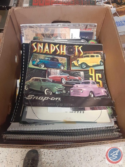 (1) Box of Calendars (ie. Snap-On 95 Calendar, Trains, Motorsports 2001 Race Odyssey, Snap-On 1985,