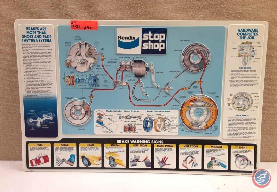 Bendix Stop Shop Brake Warning Sign Plastic Sign 32X20.