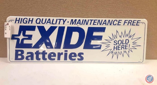 Exide Batteries Painted Metal Sign 36X12.