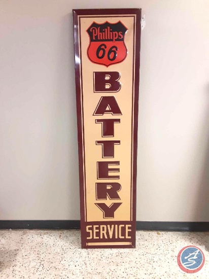 Phillips 66 Battery Service Painted Metal Sign 18x72.