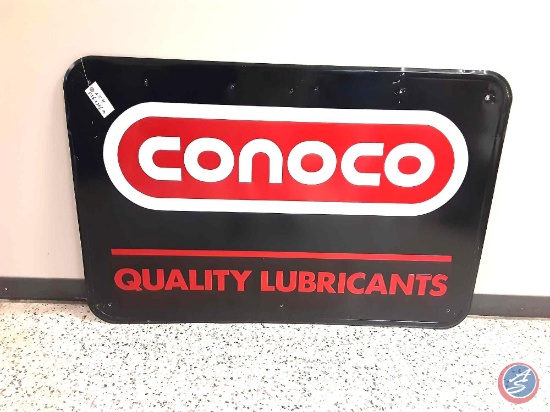 Conoco...Quality Lubricants Painted Metal Sign 53 1/2x 35 1/2.