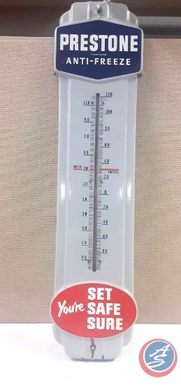 Prestone Anti-Freeze Porcelain Metal 8x36 sign.