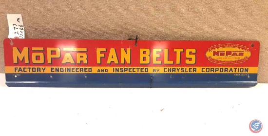 Mopar Fan Belts Painted Metal sign 33x61/4.
