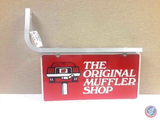 The Original Muffler Shop two sided painted metal sign 24x12.