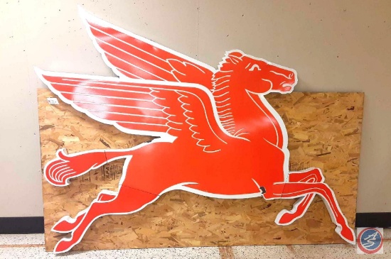 Vintage Mobilgas Pegasus Metal Porcelain Sign 93x70
