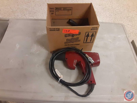 (1) Sun 6- Pin Timing light (glass cracked. missing parts, unknown model), (1) Box with Assorted