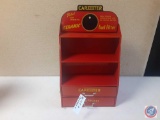 Vintage Carter Carburetor Parts Sign Cabinet with assorted parts inside.