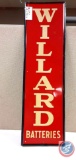 Willard Batteries Painted Metal Sign 11 3/4x 39 1/2.