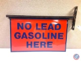 No Lead Gasoline Here two sided Painted Metal sign 28x17