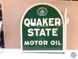 Quaker State Motor Oil Two Sided Painted Metal Sign 28 1/4 x 30.