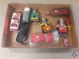 (1) Flat of assorted Cars & Trucks , Antique Gas Pump.