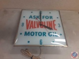 Valvoline Clock ; Minute Hand moves but no lite, 15x15x4.