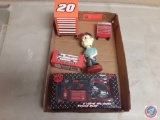 (1) Flat of assorted snap-on items; Mac Tool Kit Team Caliber Die-Cast, Snap-on tool box tape