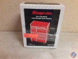 Snap-On miniature die cast tool box bank a Replica of SL8360 Ratchet opens the bank door.