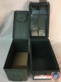 (2) Ammo Cans - (1) Plastic 50cal Ammo Can, (1) Metal Federal 22 LR Ammo Can (ammo cans empty)