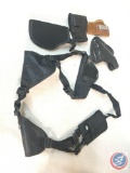 revolver , semi automatic, holster, shoulder holster with 2 mag holders, 4 misc holsters in assorted