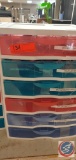 6 Drawer plastic Cabinet with assorted Items; to name a few; Disco Motor, Light Tunnel, Strobe IC ,
