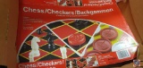 (1) Box of assorted games; Chess/Checkers/Backgammon, No Stress Chess, Clue Junior, Sorry, Candyland