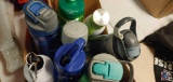(2) Boxes of assorted items; (1) Has assorted types and sizes of Water Bottles, (1) has assorted