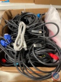One box of assorted computer cables.