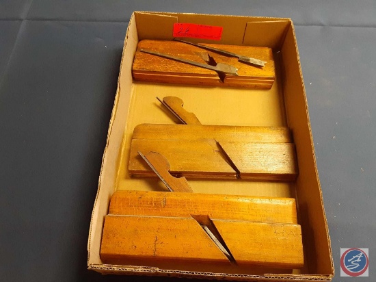 (3) Antique wood planes; (1) H.Wells WMS Burg Mass, (1) J.K.Young 1/8, (1) Ohio Tool Co. CL... #72 ,