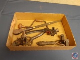 (1) Flat of assorted vintage hand tools; Antique brace , file , etc..