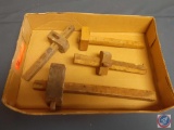 (4) Antique Wood measuring and marking tools.