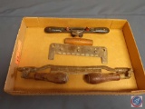 (3) Antique vintage hand tools; (1) Stanley Rule & Level Co. New Britain Conn. No 65, (2) Vintage